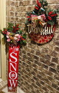 Poinsettia Winter Front Door Hanger & Matching Porch Sign Set