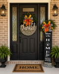 Leopard print and black Door Hanger & Porch sign set