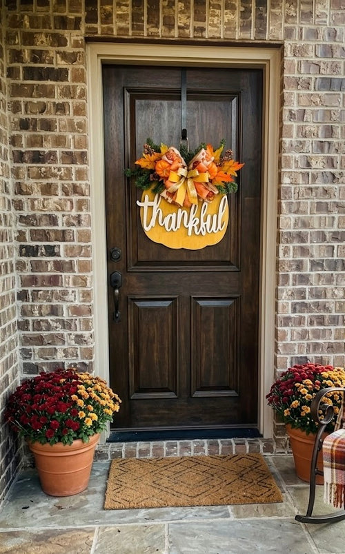 Golden Fall Pumpkin Door Hanger