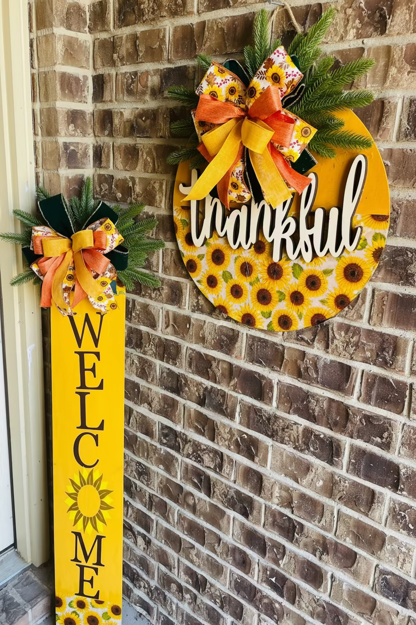 Front Door Hanger & Matching Porch Sign Set