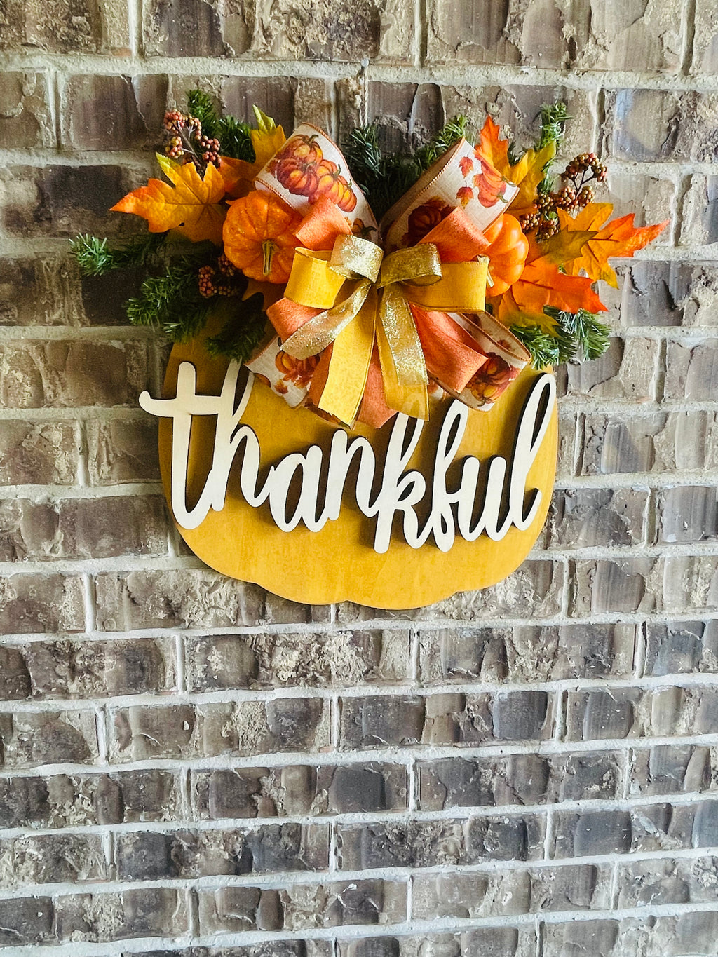 Golden Fall Pumpkin Door Hanger